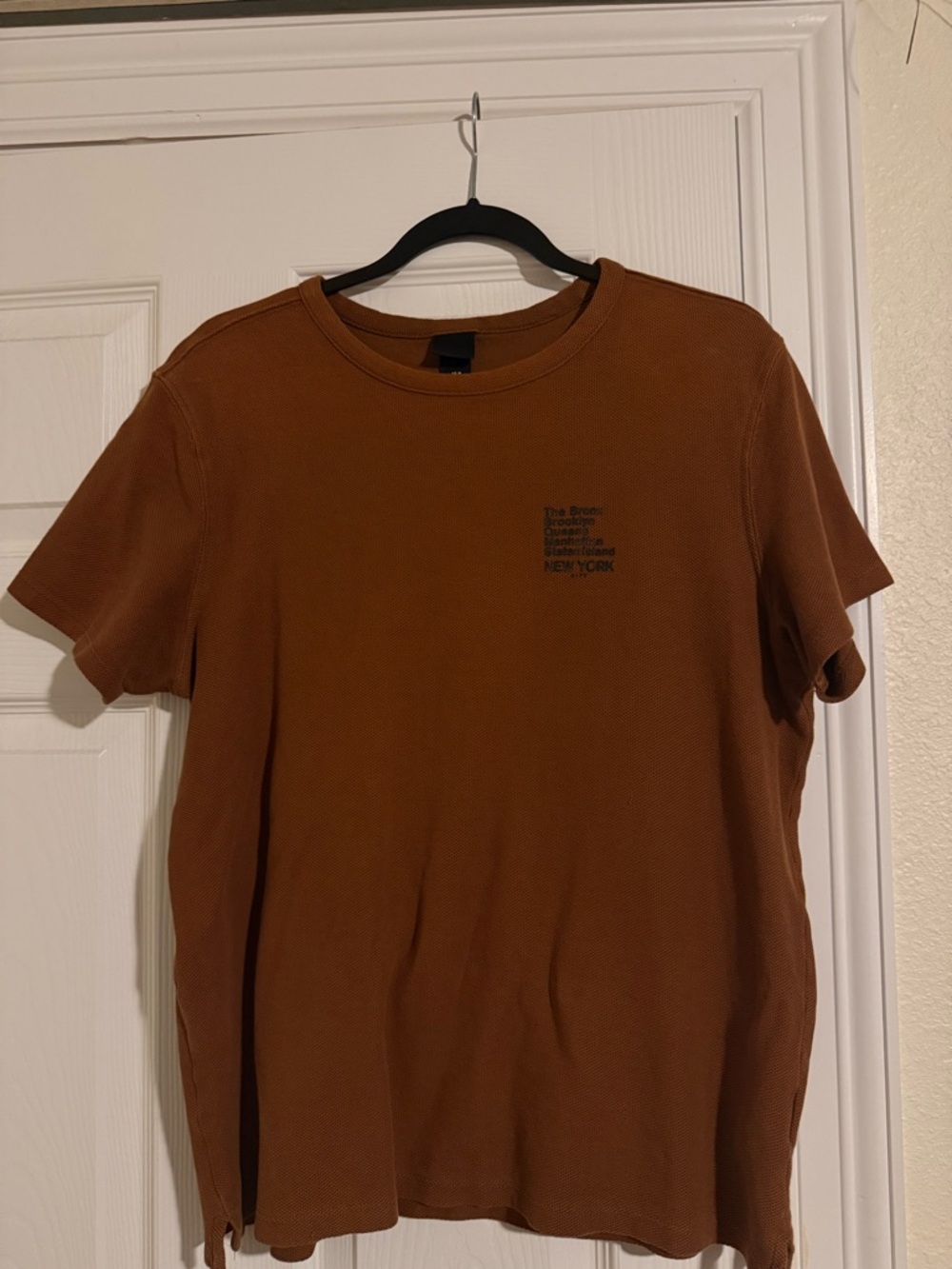 H&M Men's Short Sleeve Crewneck Tee in Rust Brown